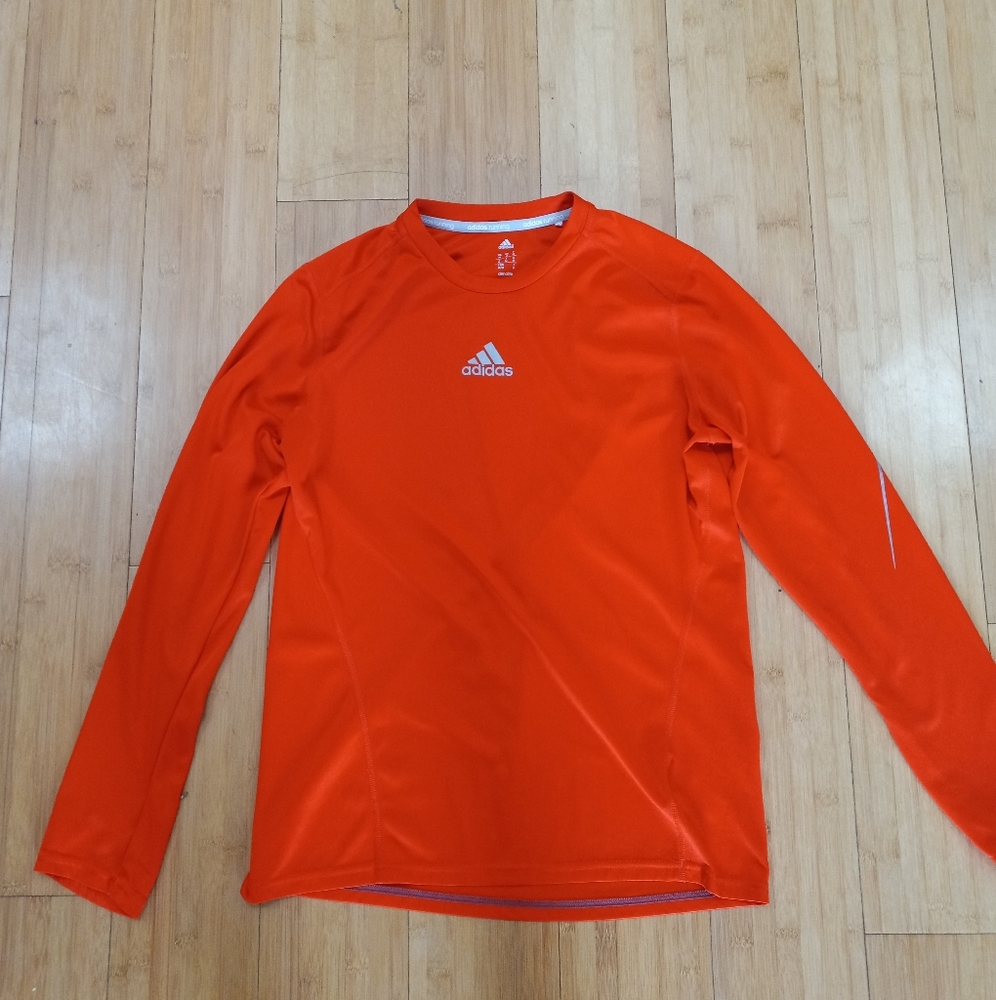 Orange long sleeve Adidas running shirt.  Medium